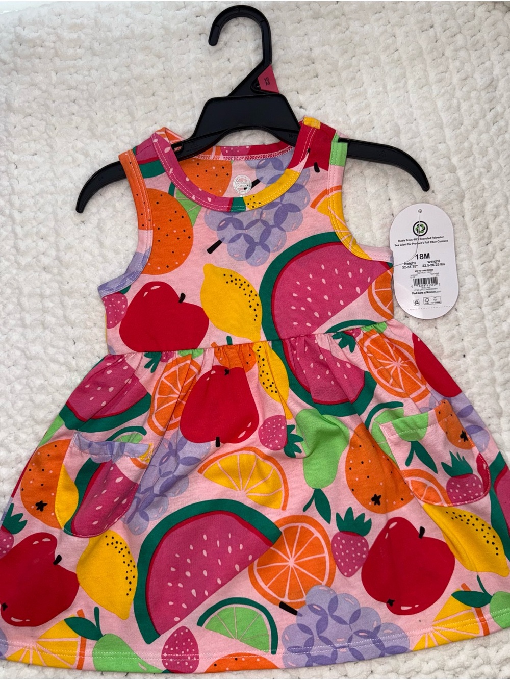 Colorful Fruit Print Toddler Dress - Pink Multi